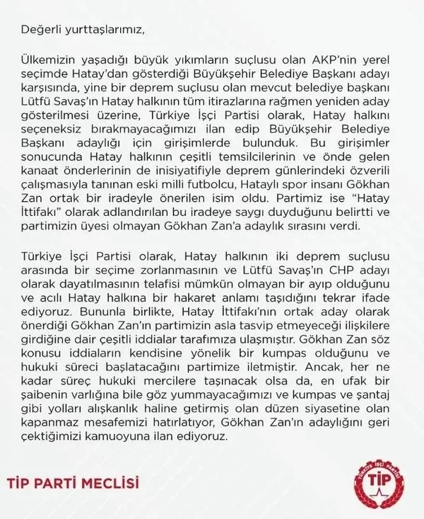 CHP - TİP arasında Hatay krizi büyüyor! Gökhan Zan fondaş medyada bombaladı CHP’li Lütfü Savaş inkar yoluna gitti