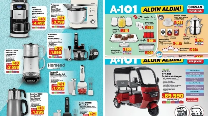A101 aktüel nisan ayı aktüel kataloğu yayınlandı: Çok amaçlı aktivite koltuğu, overlok makinesi, elektrikli süpürge satışta...