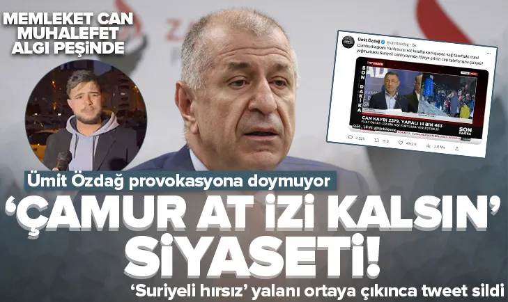 Ümit Özdağ provokasyonu suya düşünce twit sildi