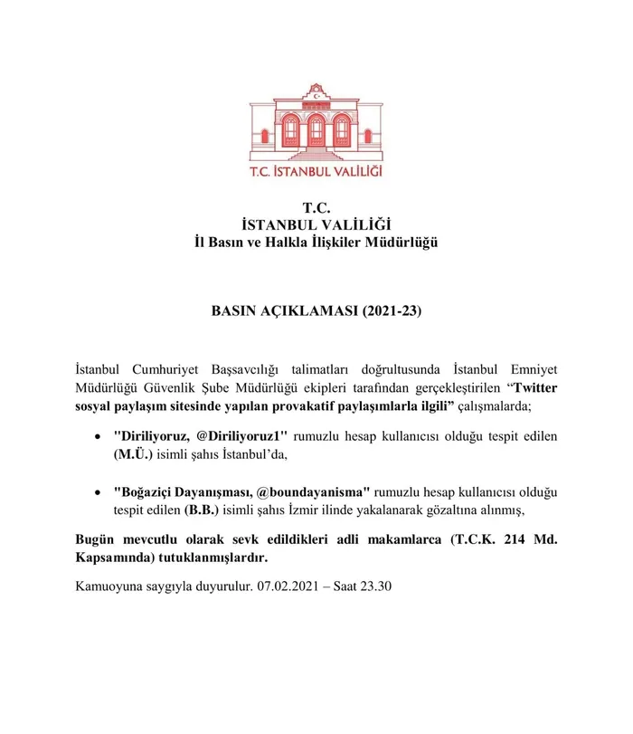 Son dakika: İstanbul Valiliği: Provakatif paylaşımlarda bulunanlar tutuklandı - 1
