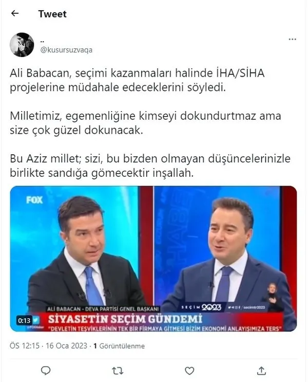 Ali Babacan'ın SİHA hazımsızlığına tepkiler çığ gibi büyüdü! Yerden yere vurdular