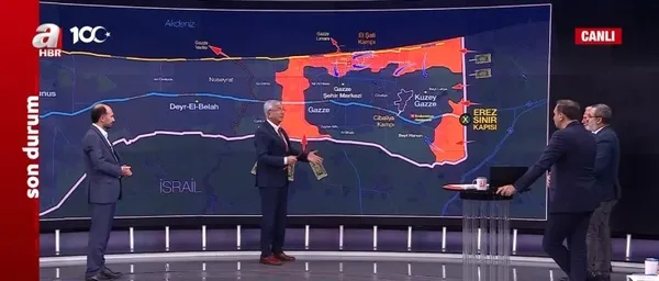 Gazze’de sahadaki son durum en etkili harita üzerinden A Haber’de aktarıldı