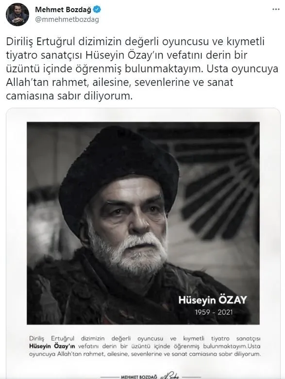Usta tiyatrocu Hüseyin Özay’dan acı haber! Mehmet Bozdağ duyurdu