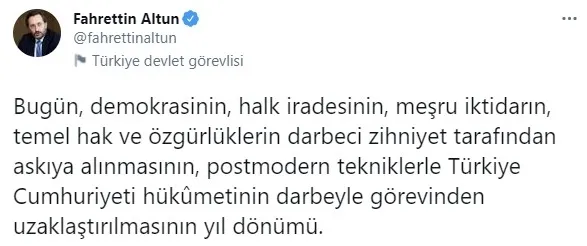 Son dakika: Fahrettin Altun’dan 28 Şubat darbedir açıklaması