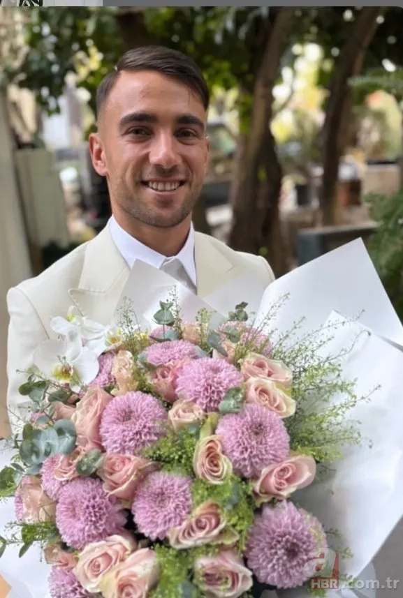 Galatasaray'ın yıldızı Yunus Akgün ellerinde çiçekle! Tuğçe Alaca ile en mutlu günü | İşte nişandan ilk kareler 4