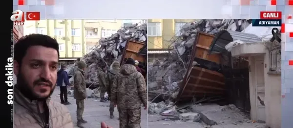 Adıyaman’da deprem bölgesinde artçı paniği! A Haber muhabiri Mehmet Karataş ve kameraman Özkan Şafak’ın zor anları! Kaç kaç kaç…