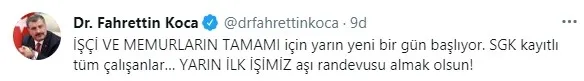 Sağlık Bakanı Fahrettin Koca'dan flaş açıklama! İşçi ve memurların tamamı için aşı hamlesi... - 1