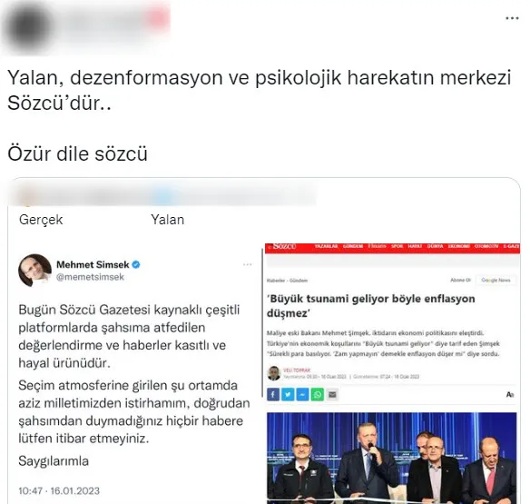 Mehmet Şimşek’ten Sözcü’nün ekonomi üzerinden algı operasyonuna tepki! Kasıtlı ve hayal ürünüdür