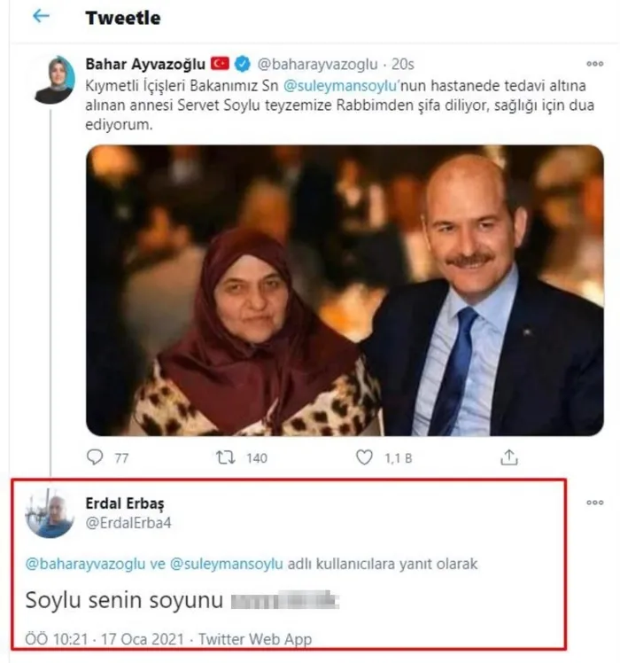 Son dakika: İçişleri Bakanı Süleyman Soylu’nun annesine hakaret! Adalet Bakanı Gül’den sert tepki: Lanetliyorum