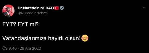 bakanlardan-eyt-paylasimlari-gecmise-gonderme-yapip-vatandaslari-gulumsetti-1672255221818.jpg Bakanlardan EYT paylaşımları: Geçmişe gönderme yapıp vatandaşları gülümsetti - 3