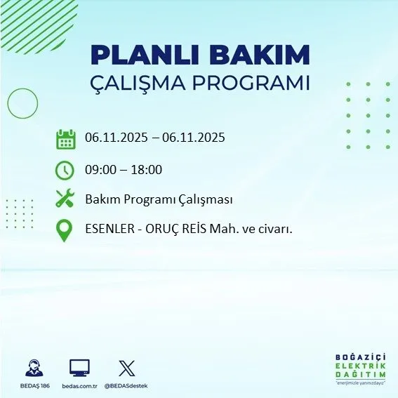 6 Kasım İstanbul’da 9 saatlik kesinti: İstanbul'da hangi ilçelerde elektrik kesilecek? Mahalleniz listede mi? İstanbul’da 9 saatlik kesinti: Hangi ilçelerde elektrikler kesilecek?