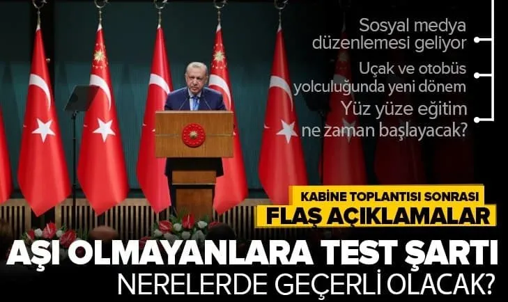 Son dakika: Kabine Toplantısı sonrası Başkan Erdoğan’dan önemli açıklamalar | Okullar ne zaman açılacak? Aşı olmayanlara kısıtlama gelecek mi?