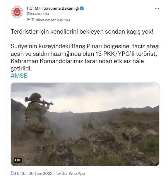 13 PKK'lı terörist öldürüldü! Barış Pınarı bölgesinde Mehmetçik'ten  hainlere geçit yok