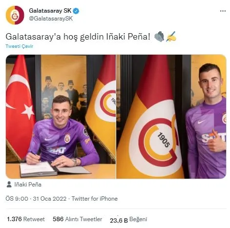 Son dakika: İspanyol kaleci Inaki Pena resmen Galatasaray'da - 1