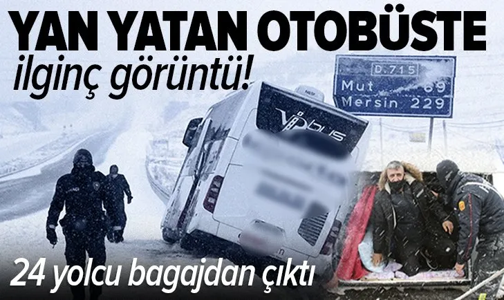 Son dakika: Karaman'da yan yatan otobüste ilginç görüntü: 24 yolcu bagajdan çıktı