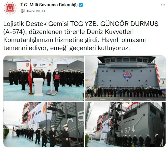 MSB: Lojistik Destek Gemisi "A-574" Deniz Kuvvetleri Komutanlığının hizmetine girdi - 1