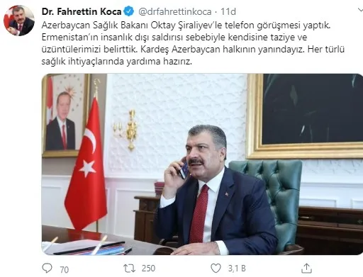 Sağlık Bakanı Fahrettin Koca Azerbaycan Sağlık Bakanı Oktay Şiraliyev ile görüştü - 1
