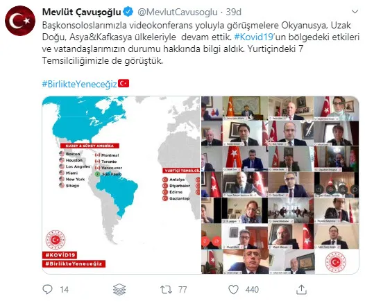 Bakan Çavuşoğlu'ndan başkonsoloslarla Kovid-19 video konferansı - 2