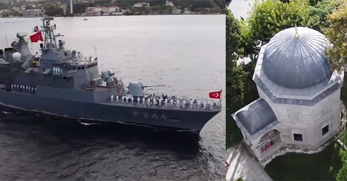 TCG Barbaros Fırkateyni Barbaros Hayrettin Paşa Türbesi'ni denizden selamladı