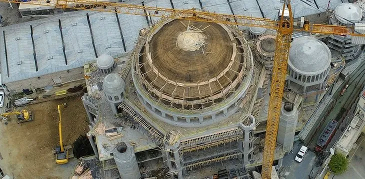 Taksim Camii inşaatında son durum havadan görüntülendi