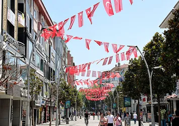 Sakarya'da cadde ve sokaklar ay-yıldızlı bayraklarla donatıldı