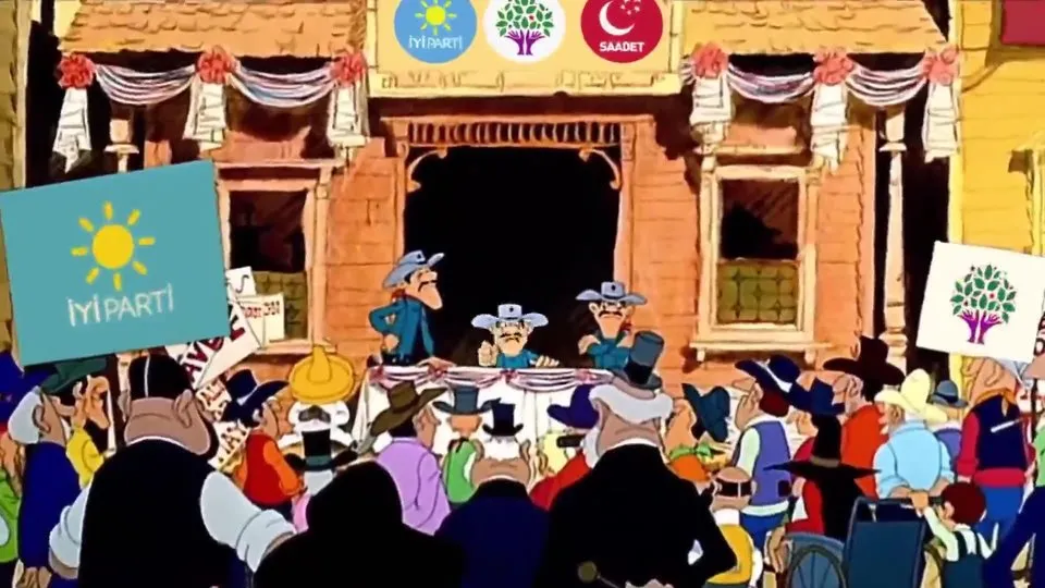 Sosyal medya bu ’çizgi filmi’ konuşuyor! CHP, İyi Parti, Saadet Partisi ve HDP Daltonlar kardeşlere benzetildi