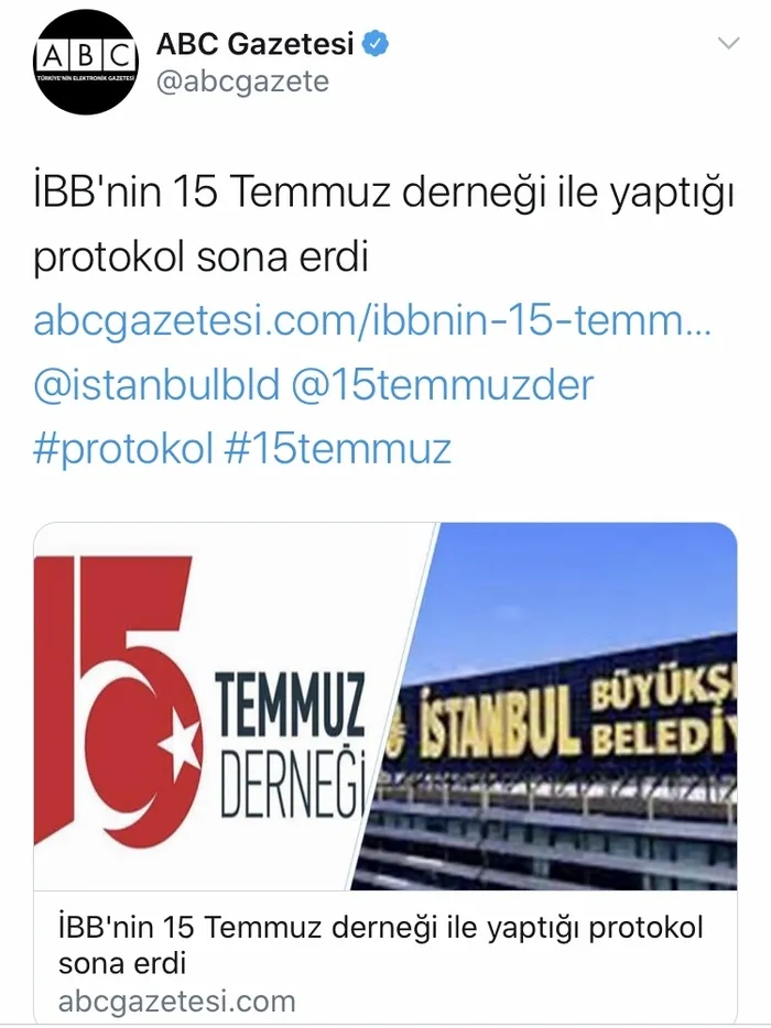İBB 15 Temmuz Derneği ile arasında yapılan protokolü iptal ettiğini ilk olarak Independent Türkçe’ye bildirdi