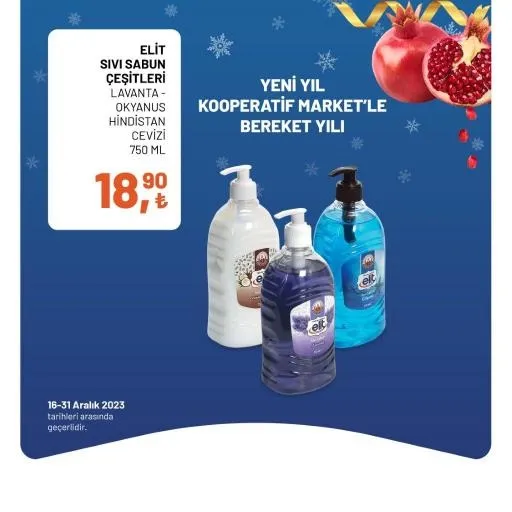 Tarım Kredi Market yılbaşı indirimi bitiyor! Bütün Piliç 60,90 TL, Yumuşatıcı 49,90 TL, Sıvı El Sabunu 18,90 TL, 40'lı Tuvalet Kağıdı 174,90 TL… - 19