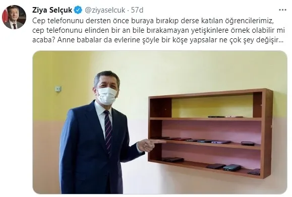 Milli Eğitim Bakanı Ziya Selçuk’tan cep telefonunu çağrısı