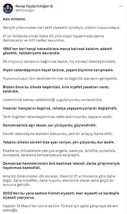 baskan-erdogandan-flas-14-mayis-mesaji-tum-turkiye-icin-askla-calismaya-devam-edecegiz-1683960118353.jpg Son dakika! Başkan Erdoğan'dan 14 Mayıs mesajı: Türkiye için aşkla çalışmaya devam edeceğiz - 4