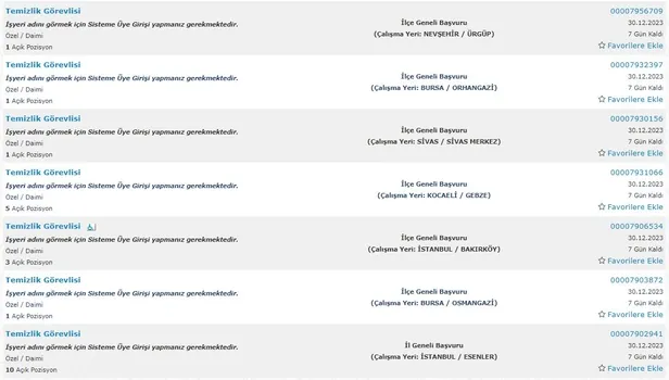 İŞKUR yılın son alımlarını paylaşıyor! İlkokul mezunu 5.234 personel alımı başladı! İşte temizlik görevlisi şartları