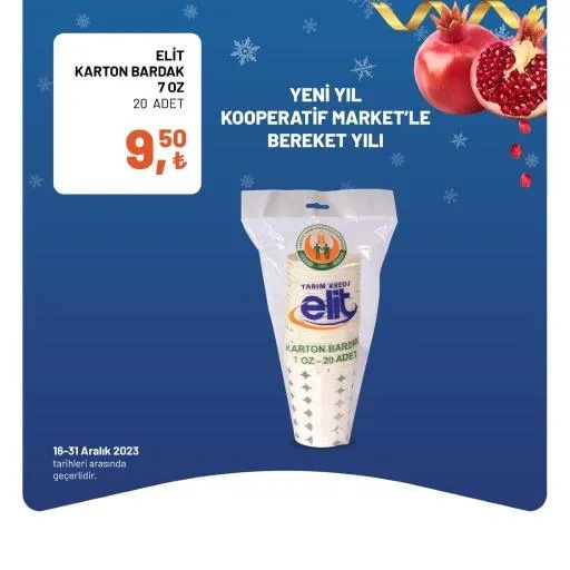 Tarım Kredi Market yılbaşı indirimi bitiyor! Bütün Piliç 60,90 TL, Yumuşatıcı 49,90 TL, Sıvı El Sabunu 18,90 TL, 40'lı Tuvalet Kağıdı 174,90 TL… - 12