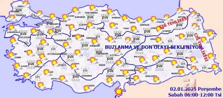 Meteoroloji Hava Durumu Raporu 2 Ocak | Buzlanma, çığ ve don uyarısı: İstanbul, Bursa, Erzurum... 6