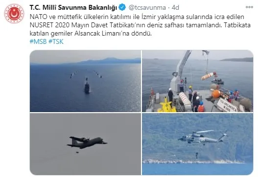 Son dakika | MSB: NUSRET 2020 Mayın Davet Tatbikatı’nın deniz safhası tamam
