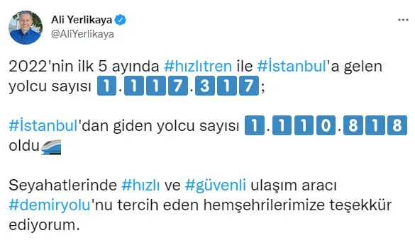 5 ayda İstanbul'a 1,1 milyon yolcu hızlı trenle geldi - 1