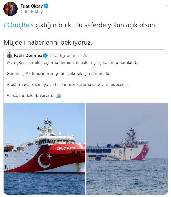 Fuat Oktay ve Fahrettin Altun’dan Oruç Reis’e destek mesajları