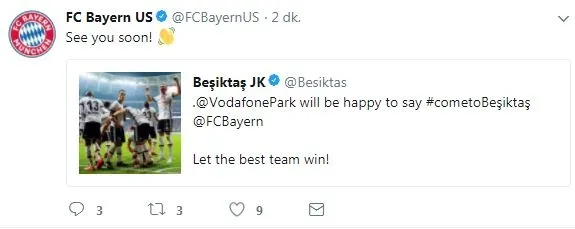 Bayern Münih'ten Beşiktaş paylaşımı - 1