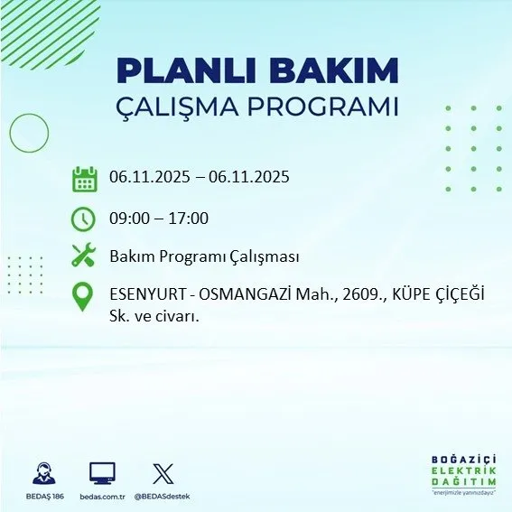 6 Kasım İstanbul’da 9 saatlik kesinti: İstanbul'da hangi ilçelerde elektrik kesilecek? Mahalleniz listede mi? İstanbul’da 9 saatlik kesinti: Hangi ilçelerde elektrikler kesilecek?