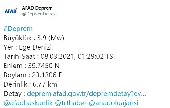 Son dakika: Ege Denizi’nde şiddetli deprem | 2021 AFAD son depremler... - 1
