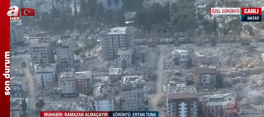 A Haber canlı yayında ekranlara taşıdı! İşte Hatay'daki büyük yıkımın havadan görüntüsü 10