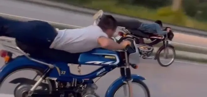 Tokat’ta motosikletlilerin tehlikeli yolculuğu
