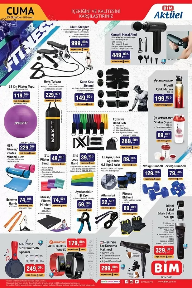 14 Ekim BİM aktüel ürünler kataloğu yayınlandı! BİM’e Multi Stepper, Masaj Aleti, Boks Torbası, Pilates Bandı 3’lü, eşofman takımı geliyor