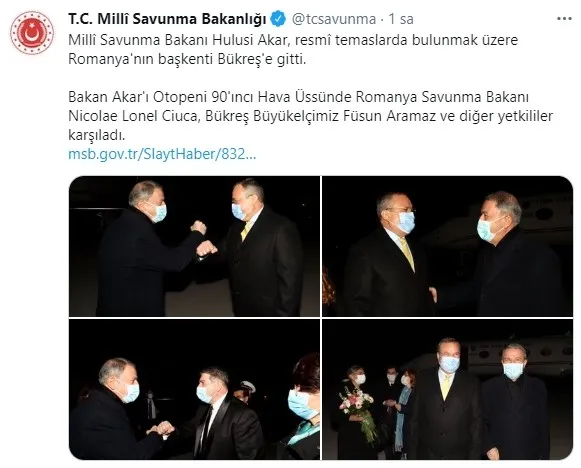 Milli Savunma Bakanı Hulusi Akar’dan Bükreş’e kritik ziyaret