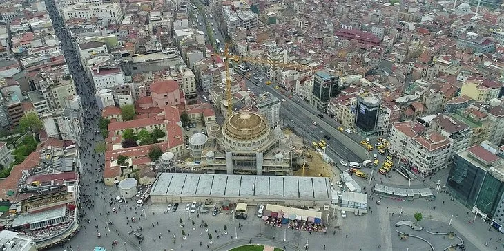 Taksim Camii inşaatında son durum havadan görüntülendi