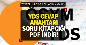 YDS/1 soru kitapçığı ve cevap anahtarı PDF!