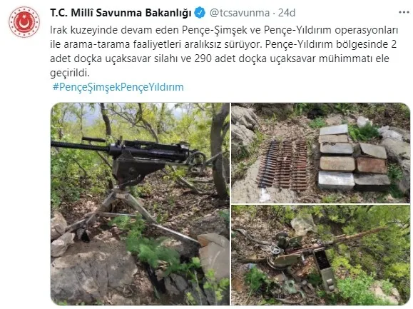 MSB açıkladı: Pençe-Yıldırım operasyonu bölgesinde silah ve mühimmat ele geçirildi - 3