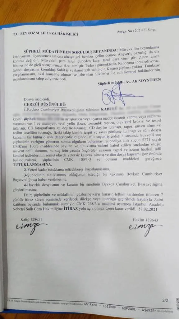 Beşiktaş Belediyesi’nde çalışan S.B. isimli şahıs, uyuşturucu ticaretinden tutuklandı