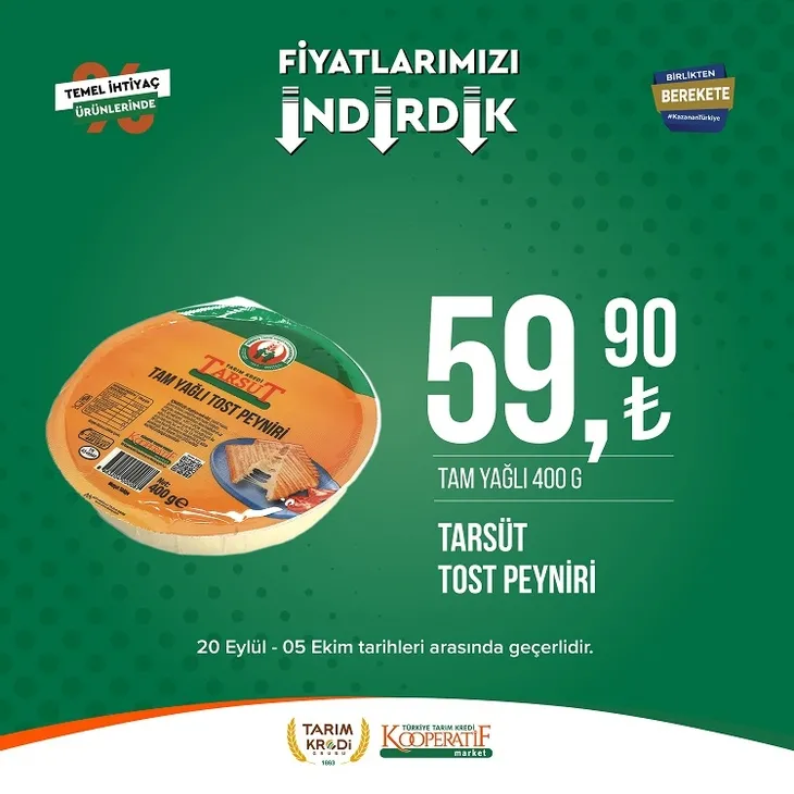 Tarım kredi market yeni indirim listesi yayınladı! 117.90 TL’ye Sucuk, 104.90 TL’ye Beyaz Peynir, 35.75 TL’ye Pirinç, 23.90 TL’ye dev Kağıt Havlu yer alıyor