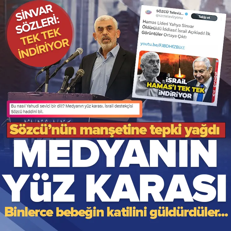 Sözcüden tepki çeken Yahya Sinvar manşeti