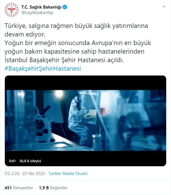 Türkiye’nin dev projesi Başakşehir Şehir Hastanesi sosyal medyaya damga vurdu!